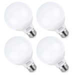 G25 LED Vanity Light Bulb 5W, Kakanuo 40W Globe Bulb Equivalent, Round Bathroom Makeup Light Bulb, Warm White 2700K, Pack Of 4