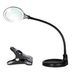 Brightech LightView Pro Flex Magnifying Lamp – 2 in 1 Clamp Table & Desk Lamp Energy Saving LED Ultra Bright Daylight Light, Great for Reading, Hobbies, Crafts, Workbench- Black