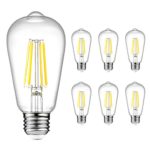 Ascher E26 LED Light Bulbs, 6W, Equivalent 60W, 800lm, Daylight Neutral White 4000K, ST58 Edison Bulb, Vintage Filament Clear Glass, Non Dimmable, Pack of 6