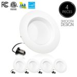 Parmida (4 Pack) 5/6 inch Dimmable LED Downlight, 15W (120W Replacement),EASY INSTALLATION, Retrofit LED Recessed Lighting Fixture, 3000K (Soft White), 1100Lm, ENERGY STAR & ETL, LED Ceiling Can Light