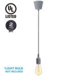 TORCHSTAR Gray Insulating Textile Lamp Cord, Single Socket Pendant Light Fixture, UL Listed, E26/E27 Lamp Holder for Home, Commercial, Pub, Counter, Accent & Decorative Lighting