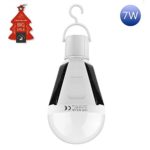 Solar Panel Bulb Light LED Powered Light, Pawaca E27 7W Portable Waterproof Emergency Light Bulb for Indoor Outdoor Garden Hiking Camping, White