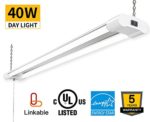 Amico 40W 4000LM 4FT Linkable LED Utility Shop Lights for Garage,Double Integrated LED Fixture UL and Energy Star,5000K Daylight, 100W Fluorescent Eq. Hanging light with Pull Chain Switch (1 Pack)