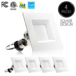 Parmida (4 Pack) 4 inch Dimmable LED Retrofit Recessed Downlight, 10W (60W Replacement), Square Trim, 5000K (Day Light), 630LM, ENERGY STAR & ETL, LED Ceiling Can Light Fixture
