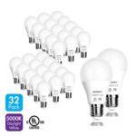 Tenergy LED Light Bulb, 9 Watts (60W Equivalent) A19 E26 Medium Standard Base, 5000K Daylight White Energy Saving Light Bulbs for Office/Home, 32-Pack