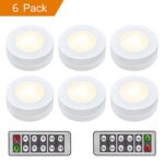 Arvidsson LED Under Cabinet Lighting, Wireless LED Puck Lights with Remote, Closet Light Battery Operated, Dimmable Under Counter Lights for Kitchen, Natural White – 6 Pack