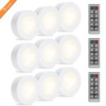LUNSY Wireless LED Puck Lights, Closet Lights Battery Operated with Remote Control, Kitchen Under Cabinet Lighting Wireless, 4000K Natural White – 9 Pack