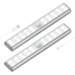 Wardrobe Light, OxyLED Motion Sensor Closet Lights, 20 LED Under-Cabinet Lightening, USB Rechargeable Stick-on Stairs Step Light Bar, LED Night Light, Safe Light with Magnetic Strip, 2-pack, T-02U