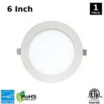LED Recessed Light Fixture 6 Inch Round with Driver, 3000K Soft White, 15W, 900 Lumens, 120V, Low Profile, Dimmable, White Trim, Energy Star and ETL Certified, IC Rated (3000K – Soft White, 1 Pack)