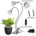 Amats Dual Head LED Plant Grow Light,10W 360° Flexible Indoor Grow Light Plant Grow Lamp with Controllable Luminious Level for Indoor Plants, Hydroponic Gardening, Greenhouse, Office