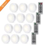 LUNSY Wireless LED Puck Lights, Closet Lights Battery Operated with Remote Control, Kitchen Under Cabinet Lighting Wireless, 4000K Natural White – 12 Pack