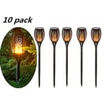 Eleoption Solar Lights Outdoor For Garden Decoration, 10 Pack Pure Garden Solar Rock Landscaping Lights, Solar Powered Landscape light， Flickering Tiki Torches For Lawn Yard Patio walkway, Warm White