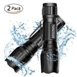 Brionac LED Tactical Flashlight, 1600 Lumen Powerful Waterproof Flashlight-2 Pack, Adjustable Focus and 5 Light Modes, Portable with Belt Clip for Biking Camping Emergency (Batteries Not Included)