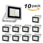 10 Pack-20W Led Flood Light,Outdoor Spotlight,Waterproof IP65,6000-6500K, 2200lm, Super Bright Security Lights for Garage, Garden, Lawn,Yard and Playground (Cold White)