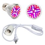 LED Plant Grow Light Bulb Lamp Full Spectrum 40W & Pendant Light Socket E27 E26 With Switch for Hydroponics Gardening, Flower & Veg, Indoor Growing, Greenhouse, Potted Plants & Indoor Garden