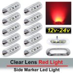 10 pcs TMH 3.6″ submersible 4 LED Clear Lens Red Light Side Led Marker 10-30v DC , Truck Trailer marker lights, Marker light amber, Rear side marker light, Boat Cab RV