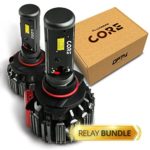 OPT7 FluxBeam CORE 9005 LED Headlight Kit Bulbs w/Relay Bundle – 60w 6,000LM 6K Cool White CREE – 1 Year Warranty