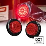 ONLINE LED STORE 2PC 2″ Round 10 LED Clearance Light [2 in 1 Reflector] [Polycarbonate Reflector] [10 LEDs] [D.O.T. Certified] [2 Year Warranty] Side Marker Light for Trucks and Trailers – Red