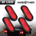 AMBOTHER 4pcs 6” 22-LED Oval Red Stop/Turn Signal/Brake/Marker/Tail LED Light, Flush Mount for Truck Trailer Trail Bus 12V Red (Pack of 4)