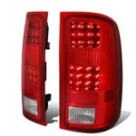 For GMC Sierra 1500/2500HD/3500HD Pair Full LED Tail Light Rear Brake Lamps (Chrome/Red)