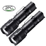 wsiiroon LED Flashlight – High Lumens S1600 Ultra Bright Handhold Flashlight with Belt Clip – Waterproof, Portable, 5 Light Modes, Zoomable for Indoor and Outdoor Use, 2 pack (Batteries Not Included)