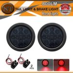 TMH 2pcs 4″ 12 Super Bright LED Stop Tail Turn Brake Light Smoked Lens Red Assembly Rubber Mount Grommet for Trucks Trailers