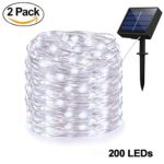Adecorty Solar String Lights Outdoor String Lights 2 Pack 200 LED 66ft 8 Modes Starry String Lights Indoor/Outdoor Waterproof Solar Decoration Lights for Garden Home Party Bedroom Decor (Cool White)