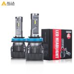 Alla Lighting S-HCR 2018 Newest Version 10000 Lumens Extremely Super Bright Cool White High Power SUPER Mini LED Headlight Bulb All-in-One Conversion Kits Headlamps Bulbs Lamps (H11 (H8, H9))