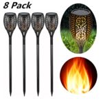Eleoption Solar Lights Outdoor For Garden Decoration, 8 Pack Pure Garden Solar Rock Landscaping Lights, Solar Powered Landscape light, Flickering Tiki Torches For Lawn Yard Patio walkway, Warm White
