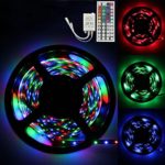 FTXJ 5M Led Strip Lights 300 LEDs 3528 Chase Effect RGB Rope Light Kit with 12V Power Supply & 44 Key Remote Controller Waterproof Light Strip for Home, Garden (5M, Colorful)