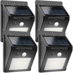 Solar Lights Outdoor (4 Pack), Costech Super Bright 20 LED Motion Sensor Solar Lights ; Auto ON/Off, Wireless Easy Installation, Security Outdoor Lights/Wall Lights