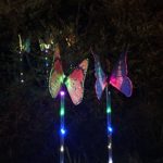 SIXBAGIN Outdoor Solar Garden Stake Lights Solar Powered Lights, Multi-color Changing LED Garden Lights, Fiber Optic Butterfly Decorative Lights,Lawn Pathway Walkway Disk Lights (2 PACK)