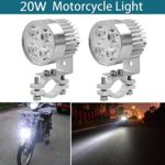 Botepon 2Pcs 20W 1000LM 4 LED Extremly Bright Universal Motorcycle Headlight Spot Light Fog Light for Baot Car Motorcycle Motorbike White
