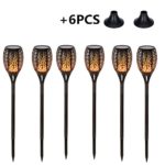 ELEOPTION Solar Powered LED Path Light Waterproof For Garden Tiki Torches Patio Outdoor Garden Torches Gift With Bases Support for Garden Walkway Yard Landscape Pool Tabletop Decoration,6 Packs