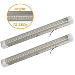 Wiipro RV LED Interior Lights Strip Bar 2PCS 13.5” 4.5W 72 LEDs Bulbs with On/Off Switch for Car Van Bus Caravan Lorry Camper Boat White