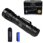 Brightest Tactical Flashlight, LED Nightlight Flashlight – Tactical Flashlight High Powered, Zoomable for Emergency Camping Hiking (Black with Clip)