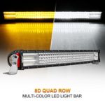 LED Light Bar, Rigidhorse Curved 32″ 464W Quad Row Multi-Color Light Bar Flood Spot Combo Beam Off Road Light Driving Light with Mounting Brackets Set for Jeep, ATV, SUV, UTV, Boat