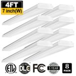 AntLux 4ft LED Garage Shop Lights LED Wraparound Light Fixture – 40W 4400LM – 4500K Neutral White – Integrated Low Profile Linear Flush Mount Ceiling Lighting – 120W Fluorescent Replacement – 8 Pack
