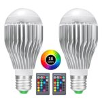 Tenlion E26 LED Light Bulbs, 10W RGB Dimmable Color Changing Led Light Bulb with Remote Controller for Decorative Lighting,Mood Lighting – Pack of 2