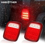 AMBOTHER LED Trailer Tail light Jeep Brake Turn Signal Reverse Running Back Up Stop Lights For Truck Pickup VAN RV SUV Bus Cargo Jeep YJ JK CJ Universal DC12V, Red/White,1 Year warranty