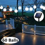 Solar Globe String Lights, 33 Feet 60 Crystal Balls Waterproof LED Fairy Lights, 8 Modes Outdoor Starry Lights Solar Powered String Lights, Decorative Lighting for Home, Garden, Festival (Cool White)