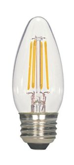 (6-Pack) Satco Products S9260 4.5W C11 Clear LED Medium Base Filament Bulb, 470 lm