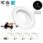 Parmida (4 Pack) 4 inch LED Downlight Trim, Dimmable, 10.5W (75W Replacement), 700 Lm, EASY INSTALLATION, 5000K (Day Light), Retrofit LED Recessed Lighting Fixture, ENERGY STAR & ETL-Listed