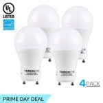 TORCHSTAR 9W A19 Dimmable LED Light Bulb with GU24 Base, Energy Star UL-Listed Lamp Bulb, 60W Equivalent, 830 Lumens, 5000K Daylight, 310° Omni-directional for General Lighting, Pack of 4