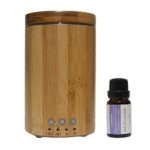 Real Bamboo Wood Ultrasonic Aromatherapy Essential Oil Diffuser and Humidifier Bundle with 10ml Therapeutic Grade Lavender Essential Oil