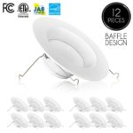 Parmida (12 Pack) 5/6 inch Dimmable LED Downlight, 12W (100W Replacement), Baffle Design, Retrofit LED Recessed Lighting Fixture, 3000K (Soft White), 1000lm, ENERGY STAR & ETL, LED Trim