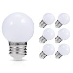 JandCase LED Bulb, G14 Globe Light Bulb, 1W, 3000k, Soft White Cover, Vanity Mirror lights Bulb, Christmas Tree Ornament, E26/E27 Base, 6 Pack
