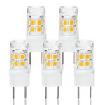 LED G8 Light Bulb, G8 GY8.6 Bi-pin Base LED, Not Dimmable T4 G8 Base Bi-pin Xenon JCD Type LED 120V 50W Halogen Replacement Bulb for Under Counter Kitchen Lighting (5-Pack) (G8 3W Warm White)