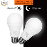 Dusk to Dawn Light Bulb 7W E26 Smart Sensor LED Bulbs Built-in Photosensor Detection with Auto Switch Outdoor Indoor LED Lighting Lamp for Porch Front Door Garage Basement (Cool White, 2 pack)