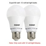 Ashialight 12 Volt LED Bulbs-RV Light Bulbs,Low Voltage Light Bulbs,Equal 60 watt A19 Bulb, Medium Screw Base, Daylight 5000K for RV Camper Marine,Off Grid and Solar Light Fixture (2pcs of Pack)